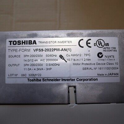 TOSHIBA VFS9-2022PM-AN Inverter VFS9 200V 2.2Kw 3PH Removed TOSHIBA VFS9-2022PM-AN Inverter VFS9 200V 2.2Kw 3PH Removed