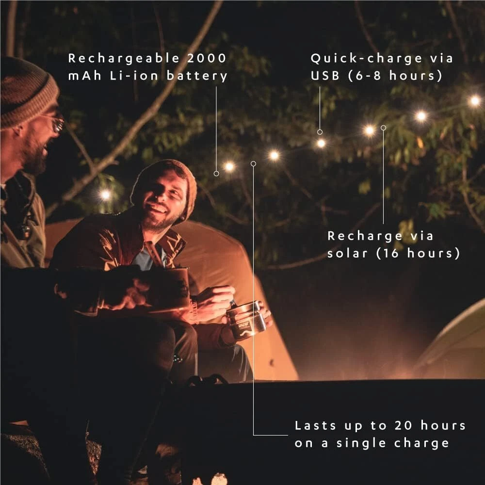 Power Bank for Mo... Luci Solar String Lights: Rechargeable via Solar and USB