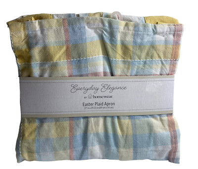 Sam Hedaya Elegance Kitchen Apron Farmhouse Plaid Pastel Spring 2 Pocket Cottage