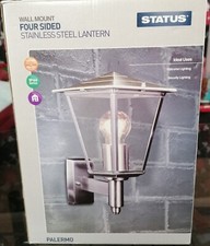 WALL MOUNT FOUR SIDED STAINLESS STEEL LANTERN 42W HALOGEN SECURITY WELCOME LIGHT