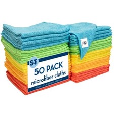 S T INC. 50 Pack Microfiber Cleaning Cloth, Bulk Microfiber Towel for Home,