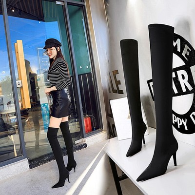 kitten heel thigh high boots