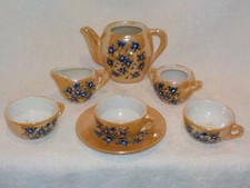 Vintage Orange Lusterware Doll Size Tea Set-Japan-Partial Set