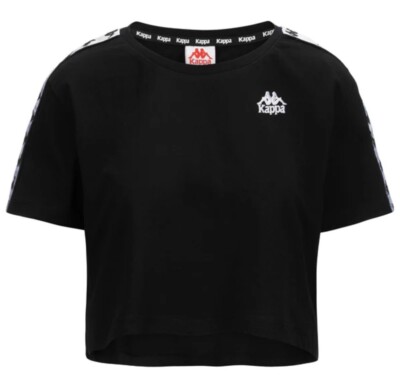 NWT Women s Authentic Medium Black and White Crop Top and Legging Kappa Logo Set