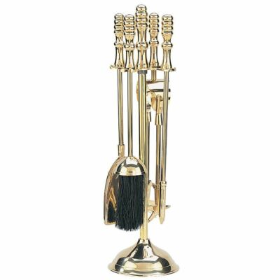 Deluxe Kaiserin vierteiliges Kaminbegleiter-Set aus poliertem Messing - 40 cm
