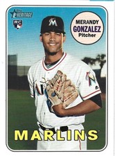 2018 Topps Heritage Baseball Merandy Gonzalez #698 Rookie Card RC Miami Marlins+