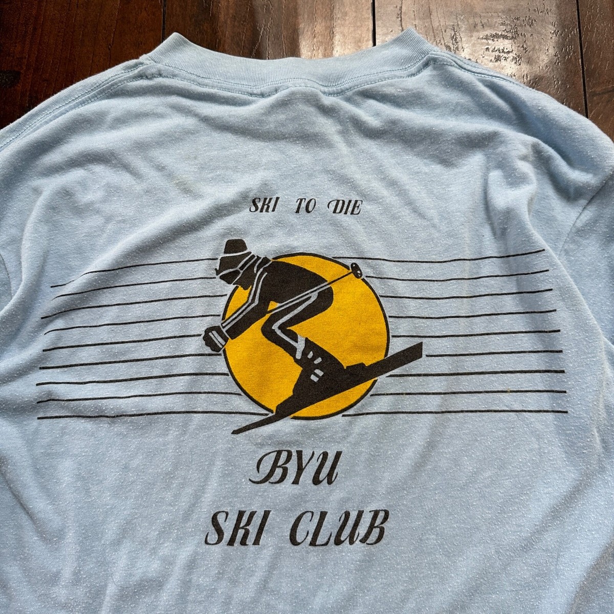 Ski Club BYU Vintage T Shirt 80s Single Stitch Blue To Die USA 