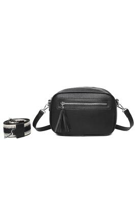 Verstellbarer Riemen Quaste Akzente Reißverschluss Chic Crossbody Schulter Handtasche