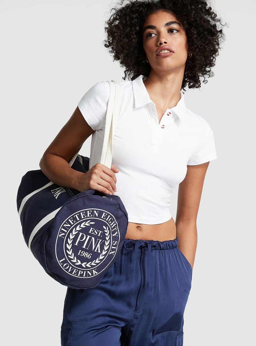 Victoria Secret Gym Travel BAG Sport FITNESS TOTE Navy Blue 