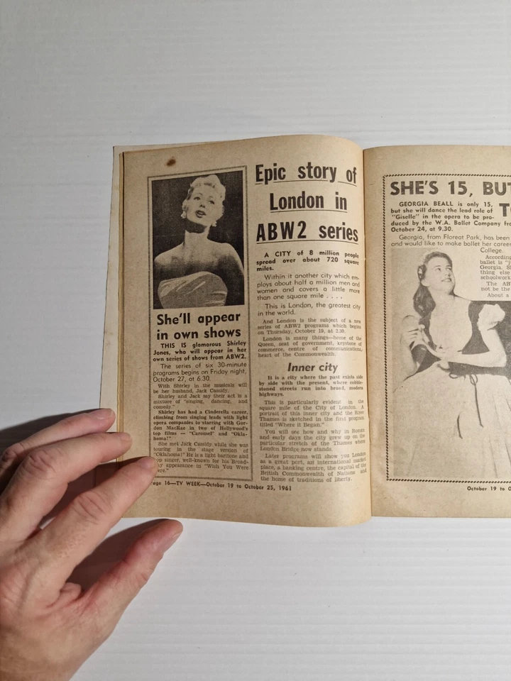 TV Week Perth October 19-25, 1961 Darlene Gillespie The Mickey Mouse Club Disney - Image 3 of 4