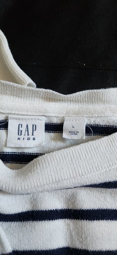 Gap Kids Girls Navy Blue White Striped Lightweight Pullover Sweater Large - Picture 2 of 3