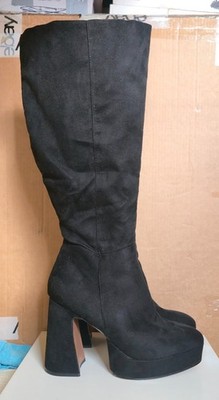 ASOS EU45 CHUNKY runde Platform Stiefel 3cm Plateau 12cm High Heels 55cm Höhe