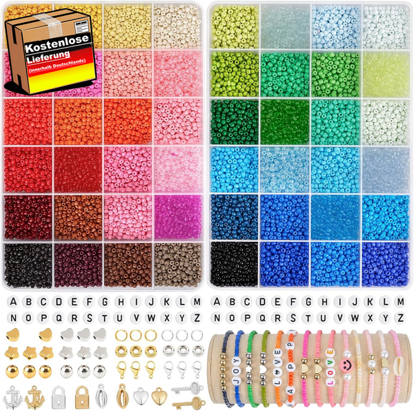 Perlen Set FüR Diy ArmbäNder 3Mm Bunt Glasperlen Schmuck Basteln ZubehöR-image