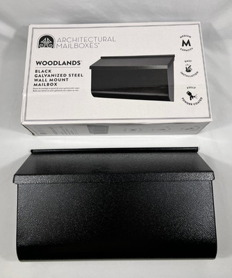 Architectural Mailboxes Woodlands L4010WBAM Black Wall Mailbox New Open Box
