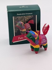 1989 HALLMARK Keepsake  FELIZ NAVIDAD Christmas Ornament BULL PINATA VTG MIB
