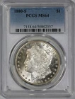1880-S Morgan Silver $1 Dollar PCGS MS 64 Neon Crescent Reverse Rim Toning