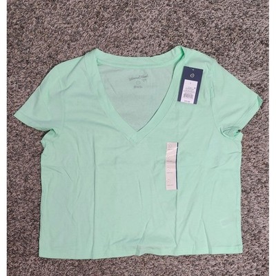 Universal Thread Womens V-Neck Short Sleeve T-Shirt Mellow Green L NWT 013018573