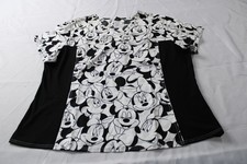 Disney Women's Minnie Mouse Printed Short Sleeve Scrub Top EJ3 Black Size 2XL