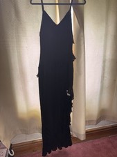 Shein Bae Black Slit Frilly Dress M