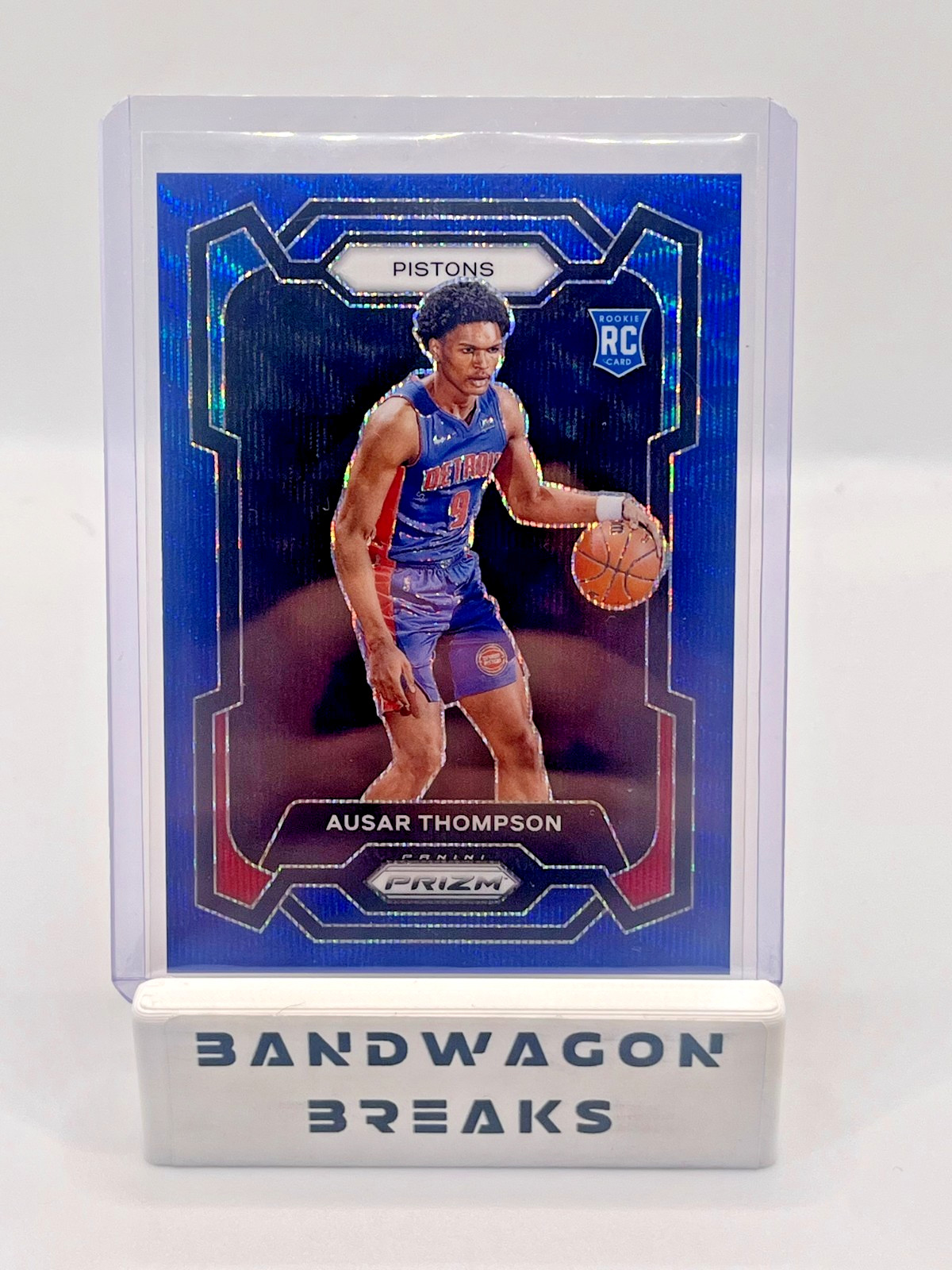 2023-24 Panini Prizm Ausar Thompson Blue Wave #178 Rookie RC Pistons
