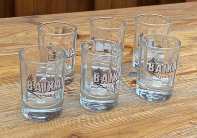 Original Baikal Vodka Glas Schnapsglas Sammlerglas mit Druck