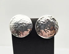 VTG Jeep Collins Hammered Sterling Silver Circle Disc Modernist Post Earrings 8g