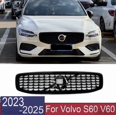 ABS Glossy Black Front Bumper Grille Fits For Volvo S60 V60 2023-2025 Replace