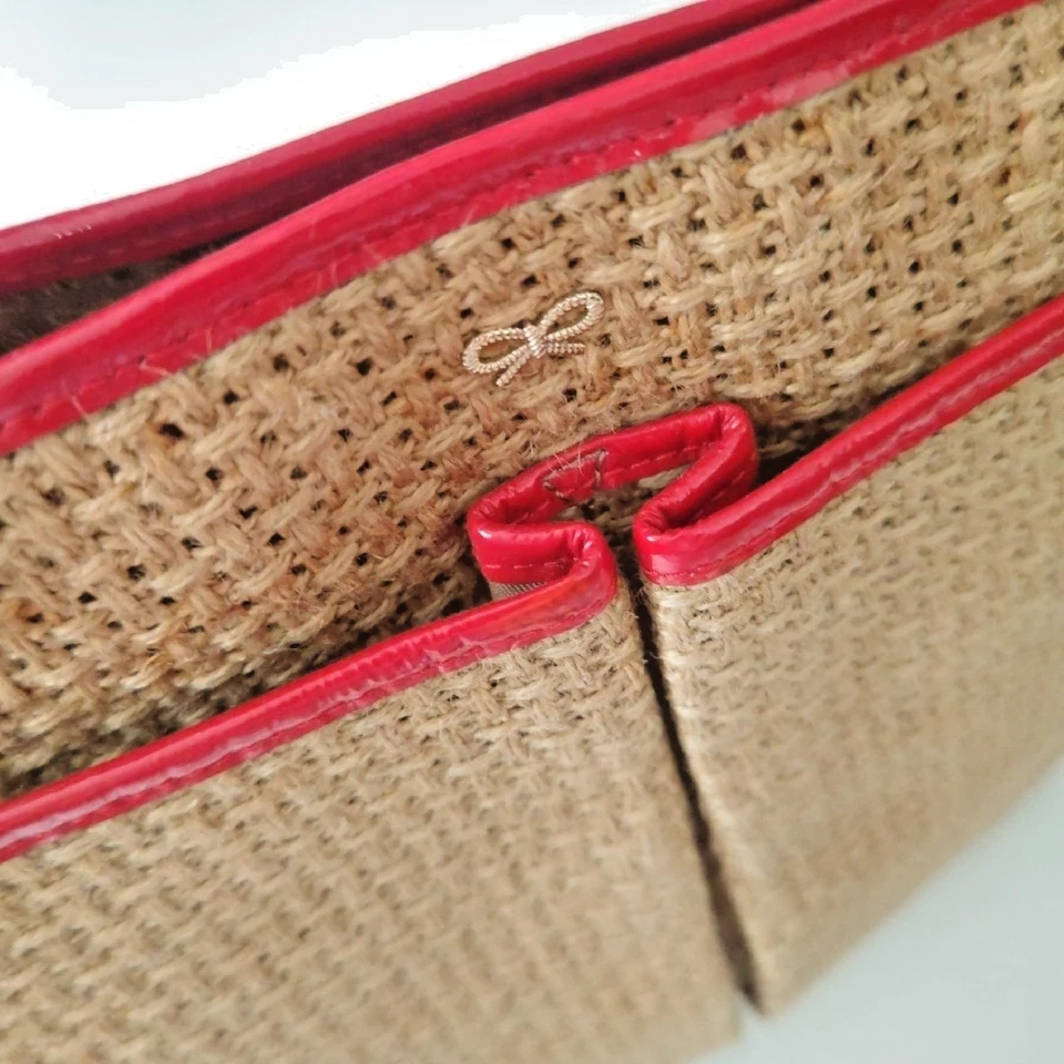Bolso de Mano Anya Hindmarch Mujer Basket Beige/Rojo H32 x W31cm Foto 3 de 4