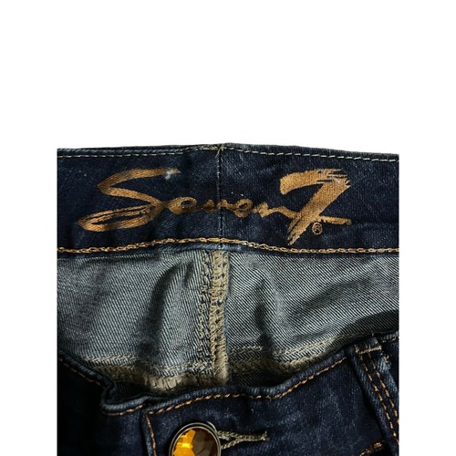 Seven7 Dark Wash Bootcut Jeans Womens Size 12 Rhinestone Pocket - Picture 3 of 5