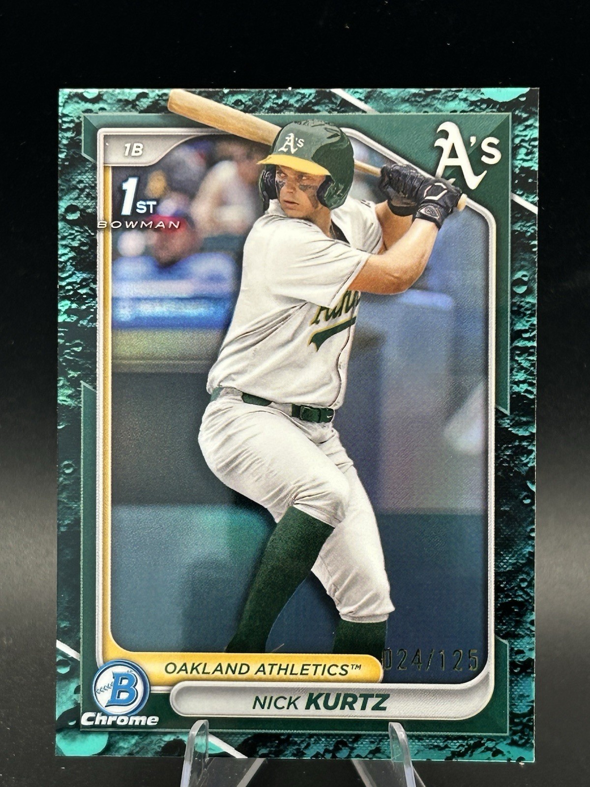 2024 Bowman Draft Nick Kurtz Chrome Aqua Lunar Refractor 1st /125 Athletics B835