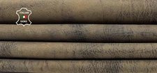OLIVE ANTIQUED DISTRESSED VINTAGE USED LOOK  Soft Lamb Leather 6sqf 0.9mm #C6368