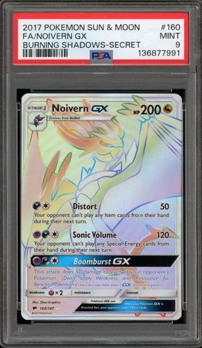Pokemon Noivern GX Burning Shadows Secret Rare #160 PSA 9 Mint