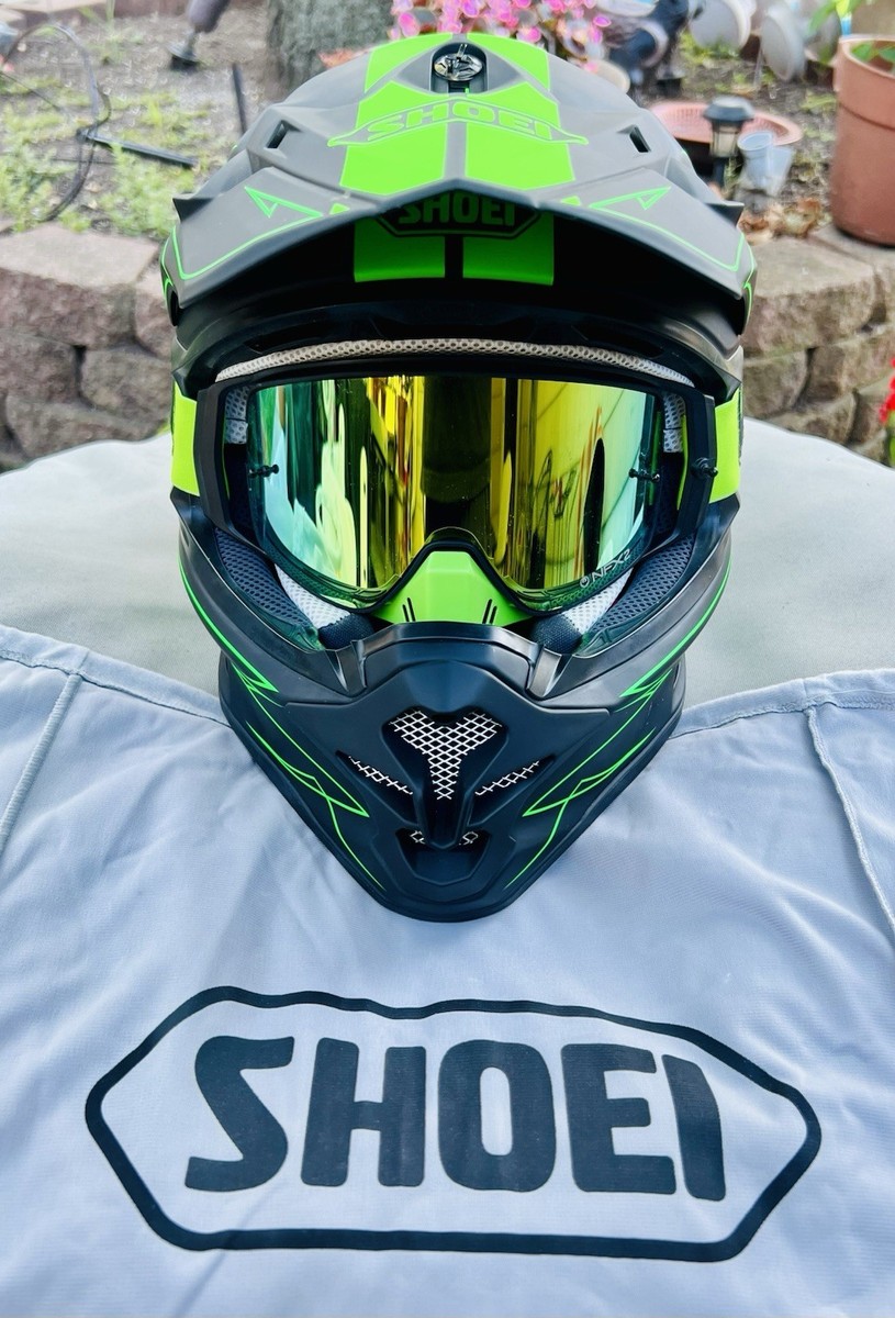 SHOEI VFX-W MOTOCROSS HECTIC HELMET TC4/Dragon NFX2 Green Goggles