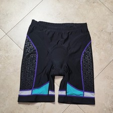 TYR COMPETITOR Men's Medium Black Blue Purple Shorts Bike AMP Pad USA