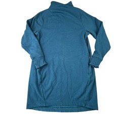Athleta Cozy Karma Mock Neck Dress Womens Size Large Sweatshirt Dress Teal Blue