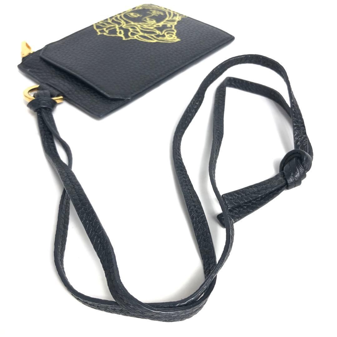 Versace Medusa Wallet Coin Case Black Unisex with Detachable Strap Used thumbnail 9