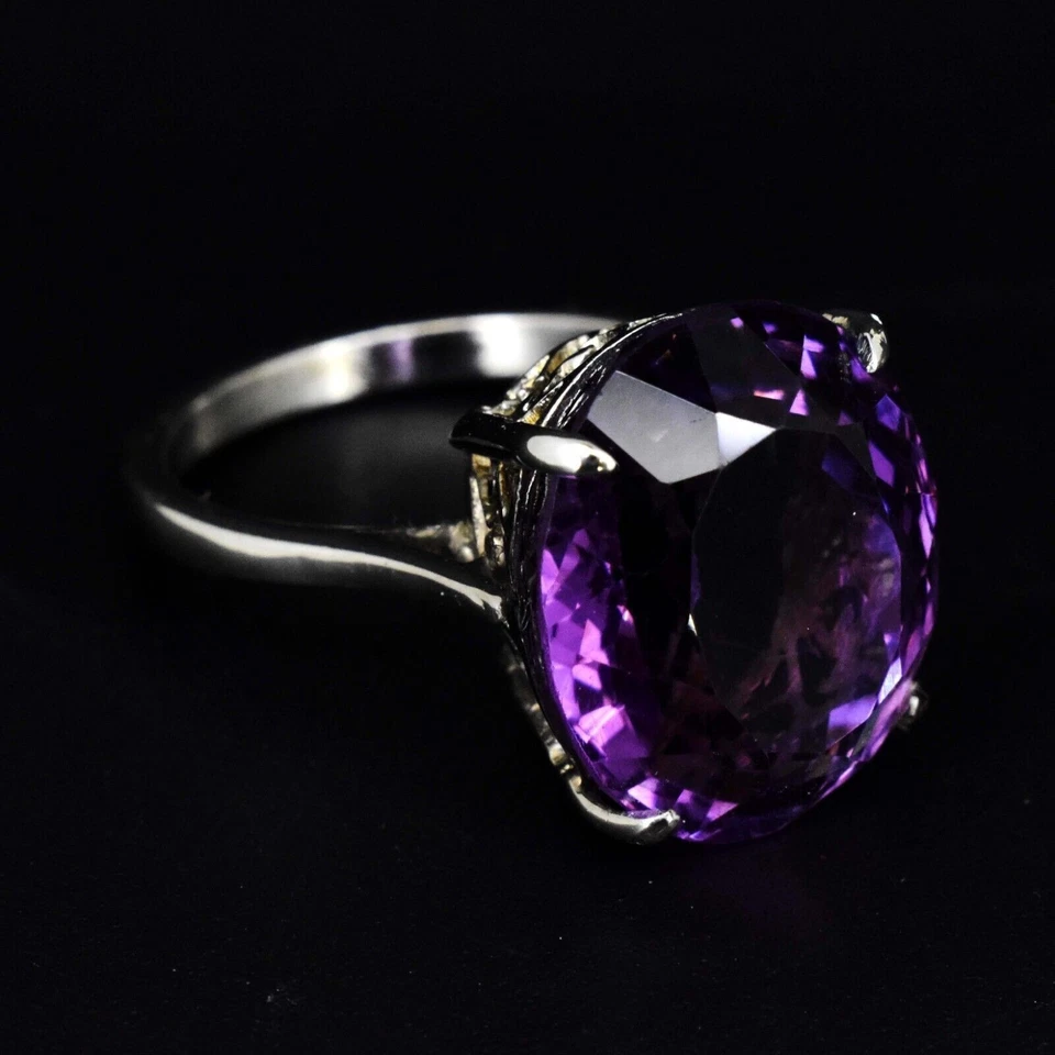Anello dichiarazione in argento sterling 925 ametista naturale da 6,1... - Immagine 4 di 4