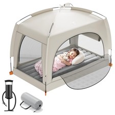 Inflatable Toddler Travel Bed with Tent Lightweight Blow Up Kids Air Mattre...