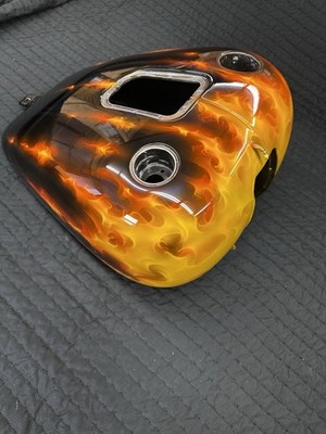 07-17 Harley Davidson Fatboy Custom Flame Painted Gas Tank Fuel Tank Petrol OEM