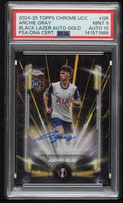 2024-25 Chrome UEFA Club Competitions 6/50 Archie Gray PSA 9 Rookie Auto RC fj7