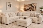 Ruby Corner L shape Sofa Multi Color Naples, Velvet 4, 5, 6, 7 seater Footstool