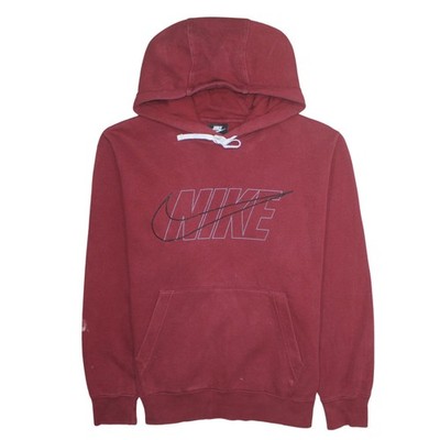 Nike Herren Rot Pullover Hoodie L Regular Fit Grafik Logo Fleece