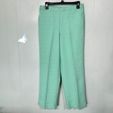 Alfred Dunner Womens Size 10 Light Green Slacks Elastic Waist Cropped Pants