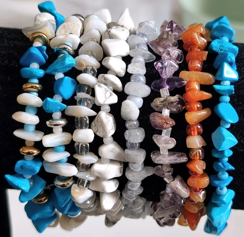 Lot de Bracelets en Pierres Naturelles Chips de Minéraux Multicolores - Photo 4/4