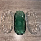 Anchor Hocking Banana Split Boat Dish Fountain Ware Ice Cream Lot of 3 Vintage