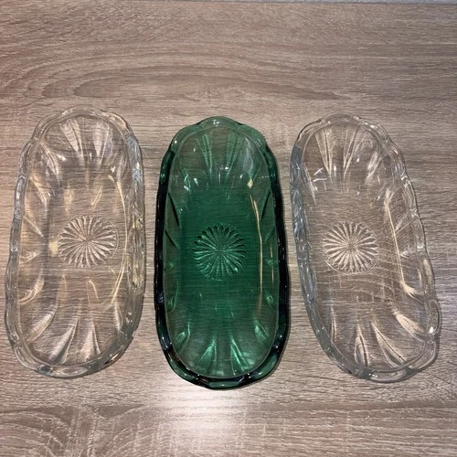 Anchor Hocking Banana Split Boat Dish Fountain Ware Ice Cream Lot of 3 Vintage