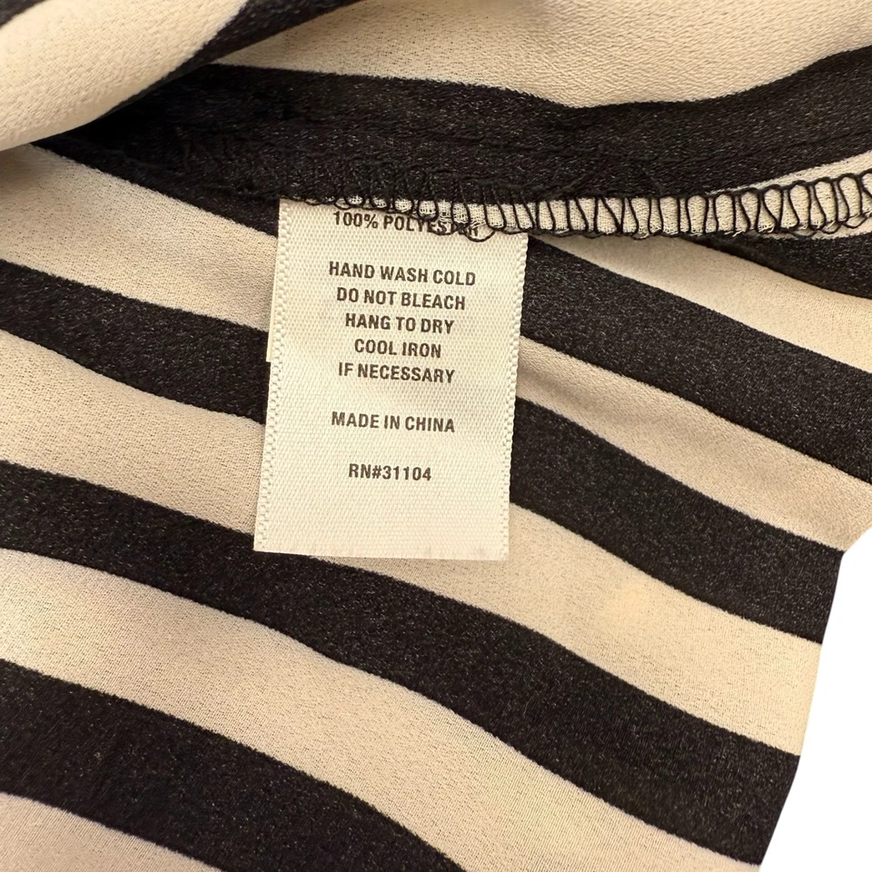 The Limited Mujer Talla Pequeña Blanco y Negro Rayas Mangas Largas 100% Poliéster Foto 3 de 4