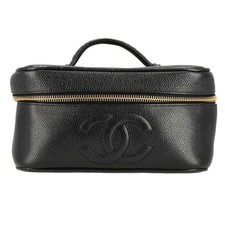 Chanel Coco Mark Pouch Handbag Calfskin Women Black One Size