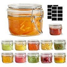 4oz Small Airtight Glass Jars Set of 12 with Lids Food Storage Jar Round, Mason