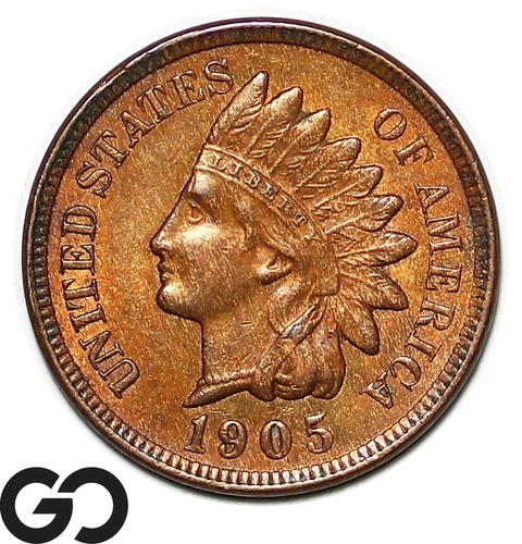 1905 Indian Head Cent Penny, Choice BU++